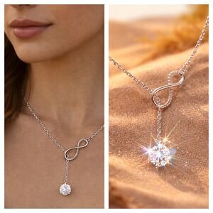 Moissanite Certified 2.1 ct Necklace D Color Infinity Y Drop 925 Sterling Silver